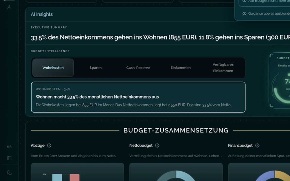 Budget Hub Plattformansicht