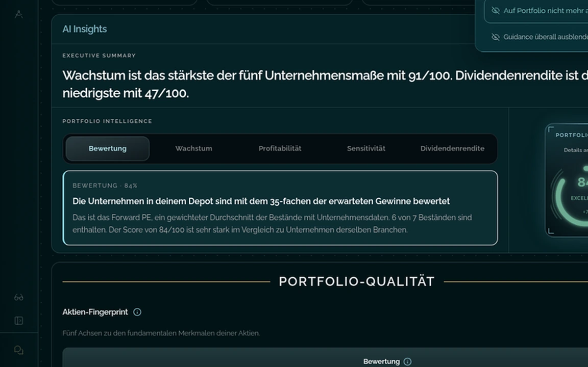 Portfolio Navigator Plattformansicht