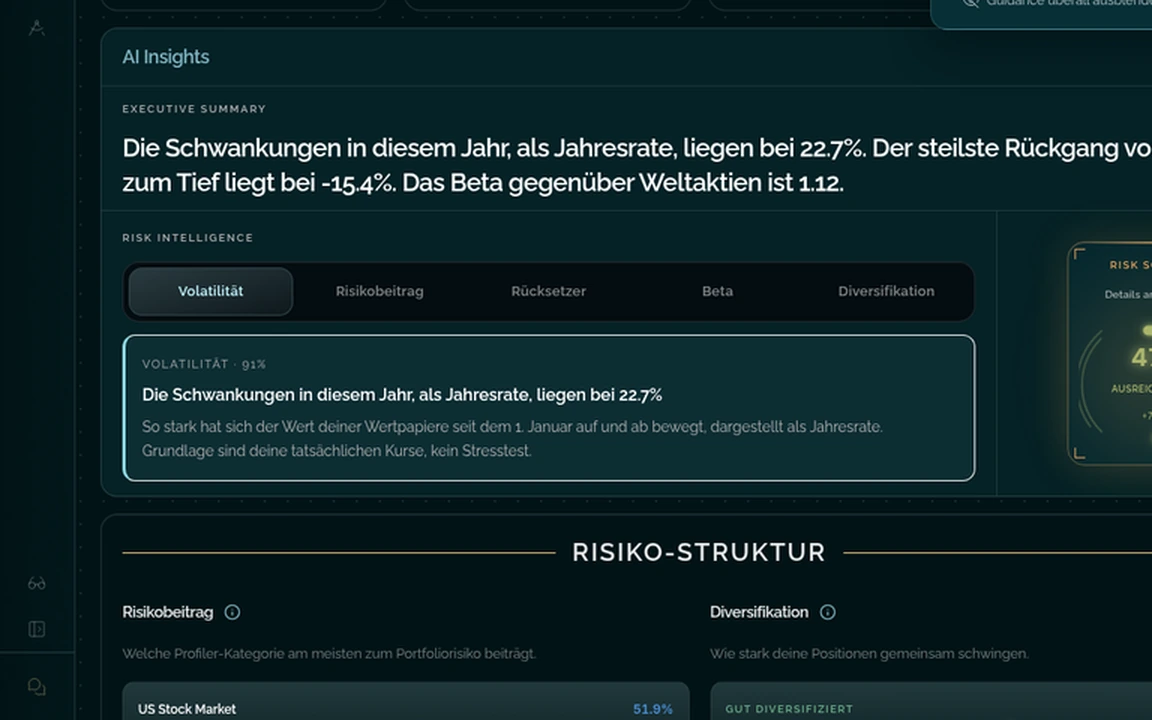 Risk Navigator Plattformansicht